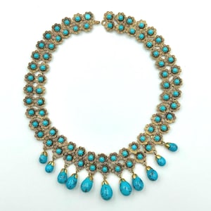 French poured Glass designer Vintage necklace 1940s