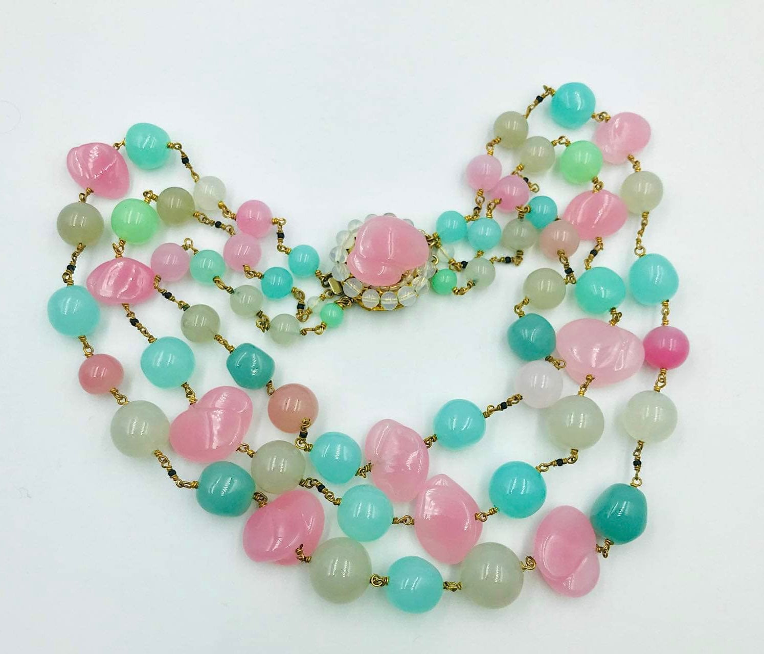 Chanel Pink Gripoix Glass Lavalier Necklace. — Simply Decorous