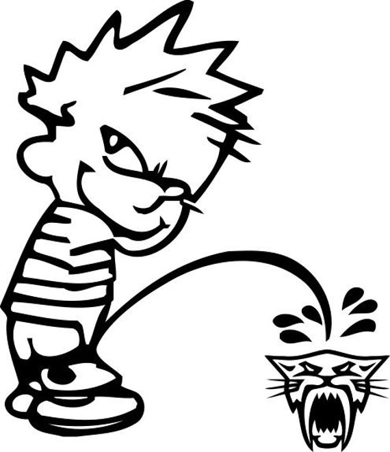 Download Classic Calvin Peeing On Arctic Cat Head Logo Etsy PSD Mockup Templates