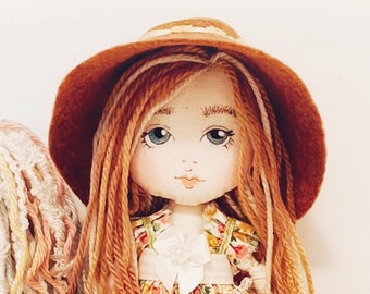 Handmade Pocket Doll. Mini Pocket Doll. Lil' Buttercup Doll. Mini Doll. Textile Doll. Fabric Doll, Pocket Doll. Rag Doll
