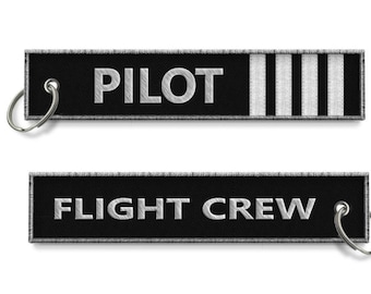 Pilot 4 Bars Flight Crew Embroidered Keyring