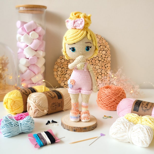 Kit de crochet MELODIE version blonde Amigurumi Poupée DIY Fournitures