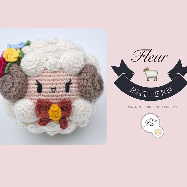 Crochet pattern  FLEUR  Sheep  Ram  Amigurumi  Child