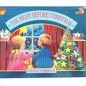 A Noite Antes do Natal Um livro de histórias pop-up da Grandreams Limited, vintage de 1994, livro pop-up de capa dura, livro infantil, história de Natal