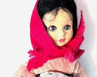 Muñeca italiana vintage: Muñeca nacional de mediados de siglo de colección (23 cm)
