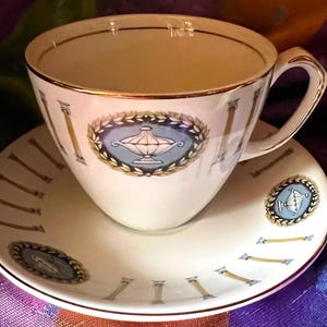 Antique English Porcelain Tea Set 6 cups & 6 saucers Vintage Alfred Meakin Glo White setting for 6 antique tableware 6 duo sets