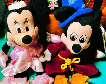 Vintage Disney Mickey & Minnie Mouse Plush Set of 2 30 Cm Soft