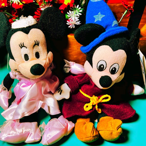 Vintage Disney Mickey & Minnie Mouse Plush Set of 2 30 Cm Soft