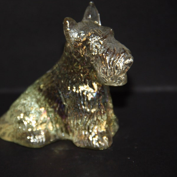 Clear glass Carnival glass dog Scotty dog vintage figurine terrier dog miniature figurine 5.5 cm vintage glass dog