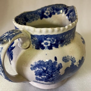 Antique Adams Blue & White Jug: Cattle Scenery, Vintage Prop