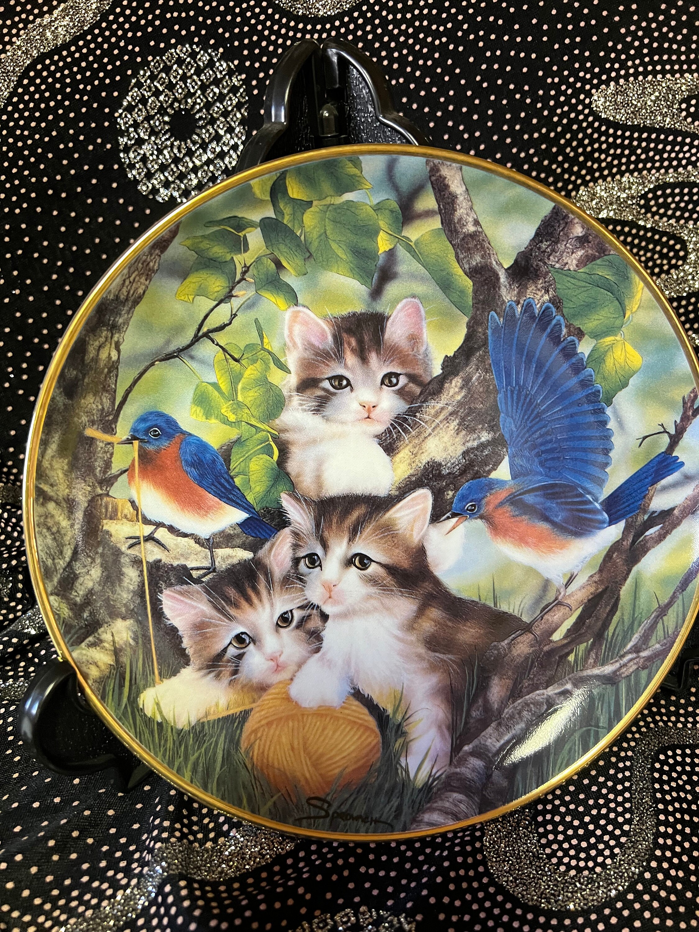 Franklin Mint Heirloom Kittens Plate: Limited Edition Spinning