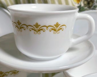 Vintage Arcopal France Milk Glass Coffee Cup Set (8 Cups & Saucers) - Mid-Century French Tableware
