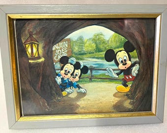 Vintage Disneyland Postkarte Mickey Mouse & Tom Sawyer Island 1979 Gerahmter Druck Disney Sammlerstück Disney