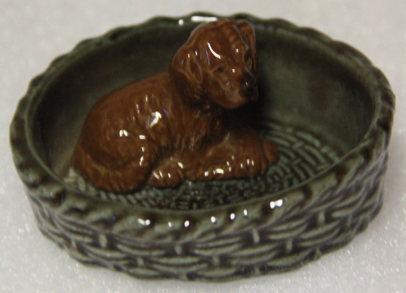 Wade dog in basket by Wade Porcelain Made in England Dog Etsy