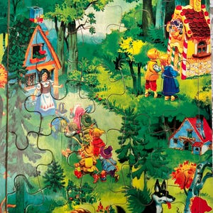 wooden jigsaw puzzle tray puzzle Fairy Tales Snow White Little Red Riding Hood Hansel and Gretel Fox and The Tortoise wood puzzle wood toy