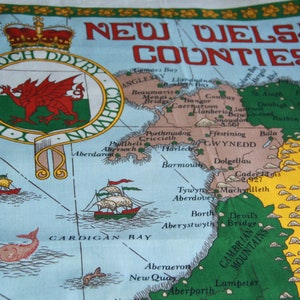 Vintage Tea towel New Welsh Counties   retro tea towel item G retro kitchen wall decor  vintage kitchen  tea towel Welsh Tea Towel