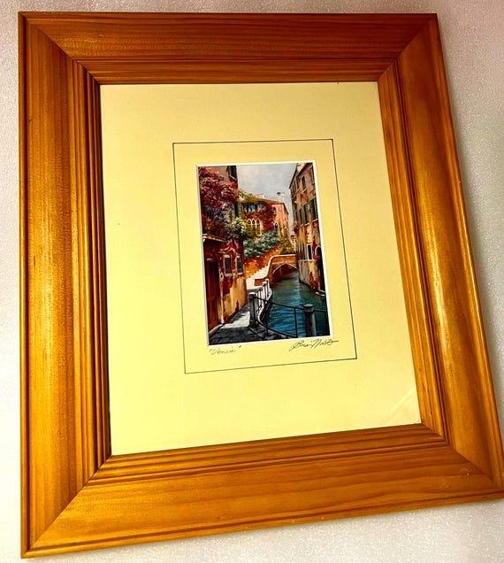 ヴェネツィア イタリア 水彩画：サイン入りオリジナル額入りアート