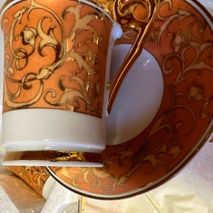 Gold Painted Tea Cup and Saucer Set - Setting for 6 - New in Box image 4