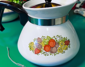 Vintage “Spice of Life” Coffee Pot Jug – Transferware, Aluminium Insert, 2 Cup Size