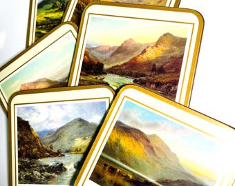 Vintage Pimpernel Scottish Scene Coasters: Golden Jubilee Edition Boxed Set of 6