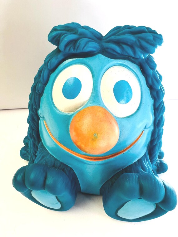 Vintage 1978 Sesame Street Blue Monster Squeaky Toy - CBS
