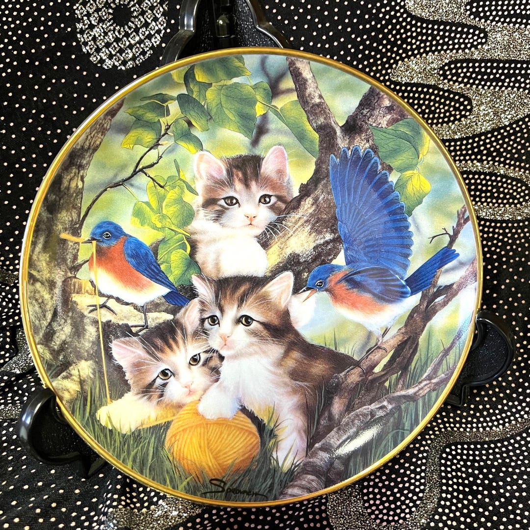 Franklin Mint Heirloom Kittens Plate: Limited Edition Spinning