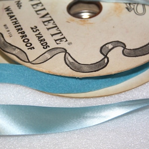 Vintage Baby Blue Velvet Ribbon: Velvette No. 5, 20 Yards, USA Made