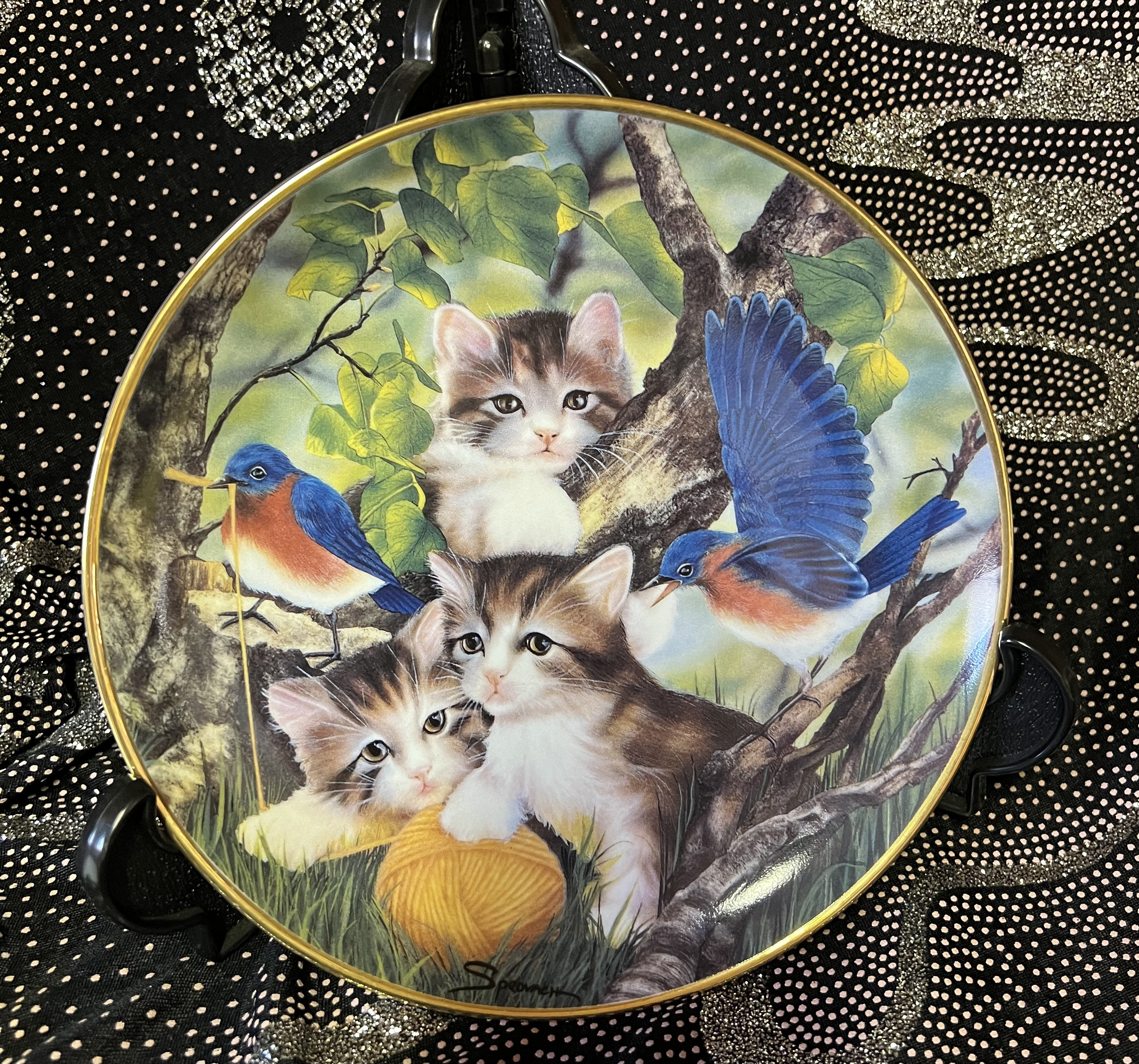Franklin Mint Heirloom Kittens Plate: Limited Edition Spinning
