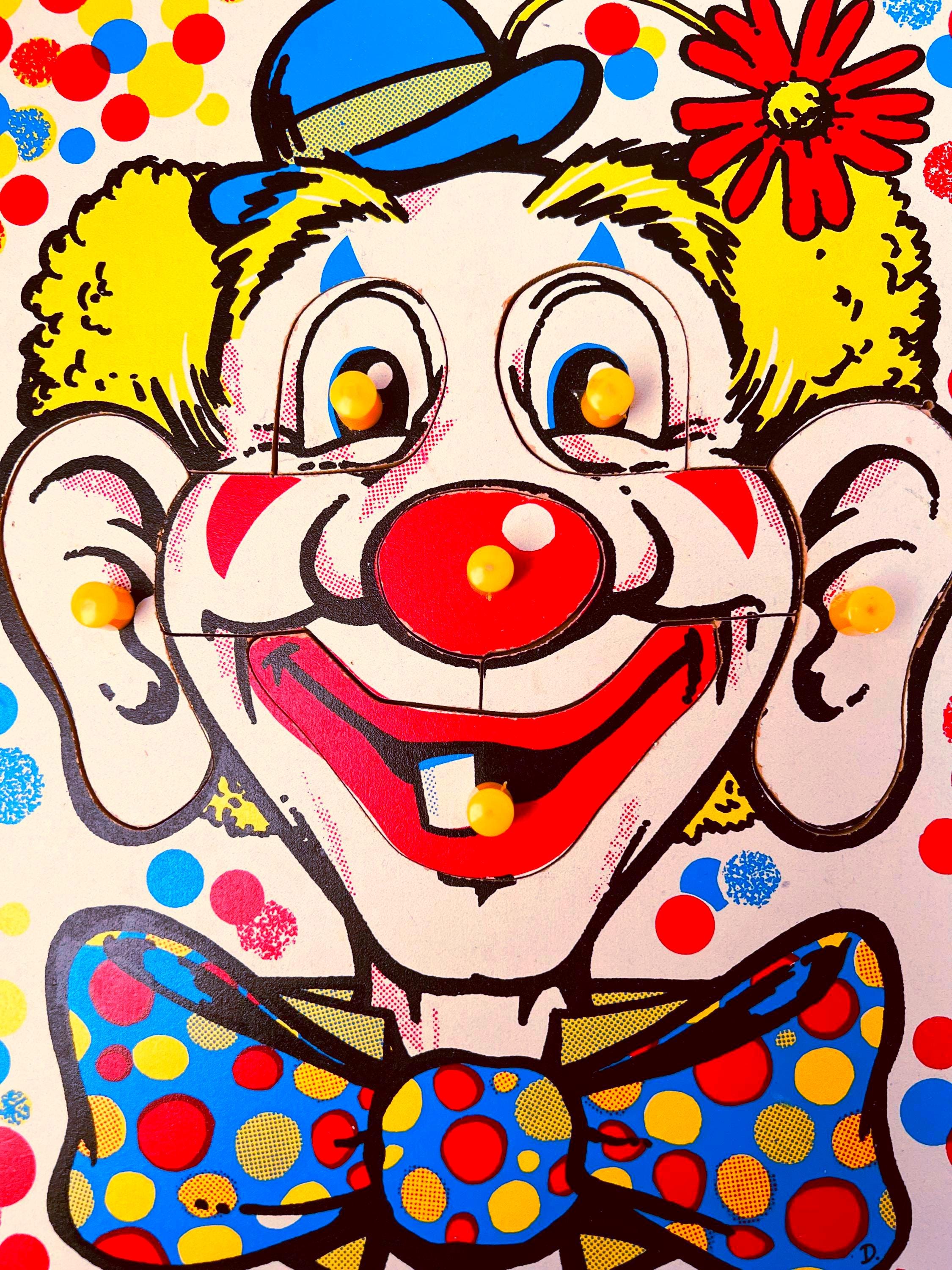 Vintage GLA Wooden Clown Puzzle – General Learning Aids – 1960s