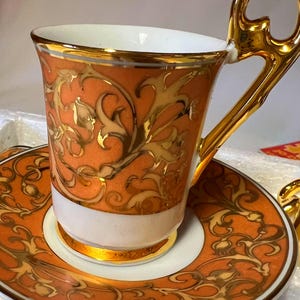 Gold Painted Tea Cup and Saucer Set - Setting for 6 - New in Box image 2