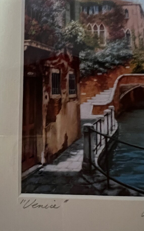 ヴェネツィア イタリア 水彩画：サイン入りオリジナル額入りアート