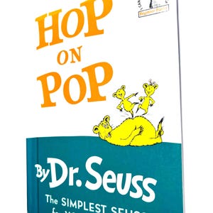 Hop On POP Dr Seuss Grolier Book Cub edition z lat 80. Potrafię czytać wszystko samodzielnie. Stara książka dla dzieci, ilustrowana, twarda oprawa.