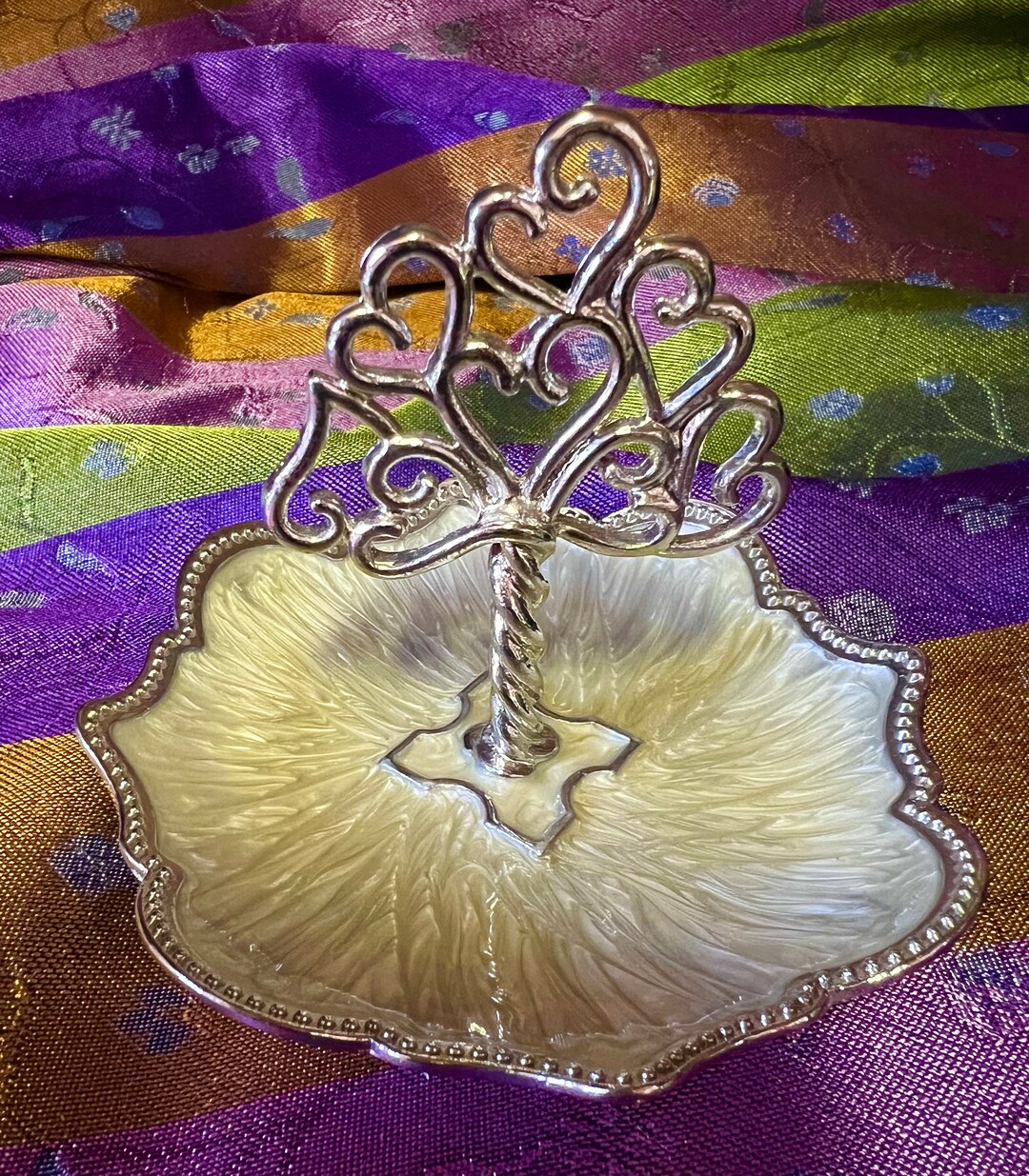 Sweethearts Ring Dish Chrome Hearts Enamel Base Cynthia Rowley New York Sculpture VGC Ring Holder Jewellery Holder Chrome and Enamel Worked Etsy
