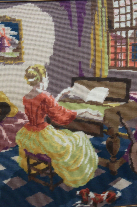 Tapestry Classic Victorian Style Lady Playing Piano Music Room Music Teacher Lady Piano Dog Framed Behind Glass Music Room 55 X 45 Cm Etsy Canada