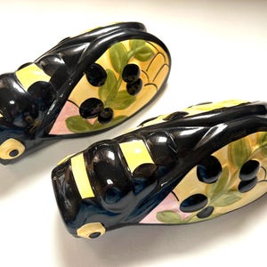 Ceramic Cicada Hand painted  Spain Large wall sconce vase Olive Branch Wings Pair