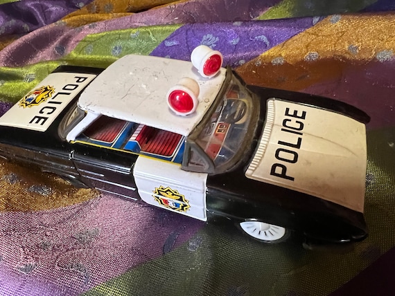 Vintage Tin Toy Police Car: 1960s-70s Collectible Display Model - Etsy