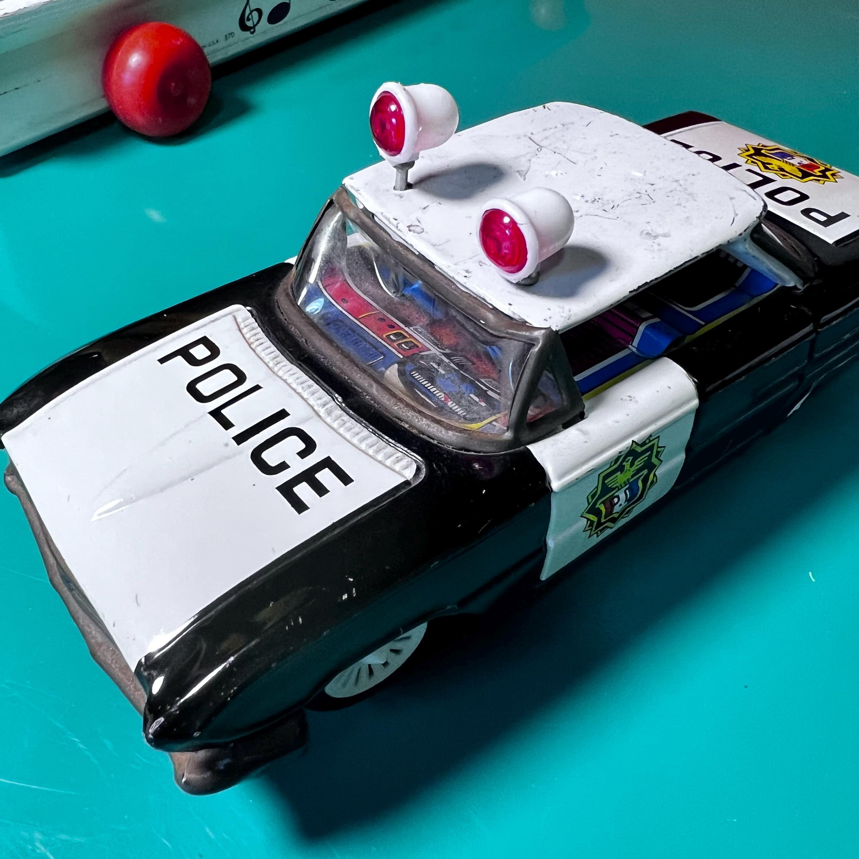 Vintage Collctible Tin Toy Police Car 1960s 1970s PD Tinplate