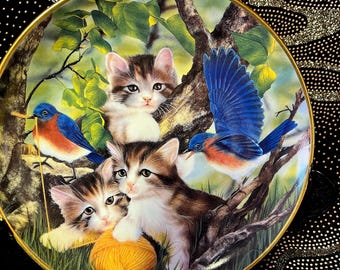 Franklin Mint Three Little Kittens Plate, Cat Collection #B1081