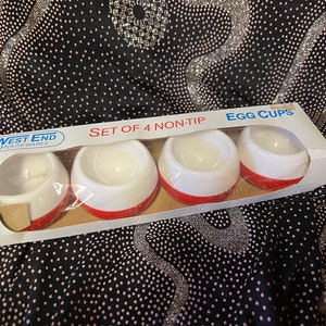 Retro kitchen set of vintage egg cups original pack never used set of 4 red and white egg cups plastic egg cups vgc vintage egg cups