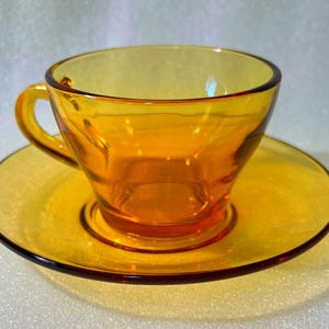 Juego de café vintage de cristal ámbar: Vitrosay Bormioli italiano, 12 piezas