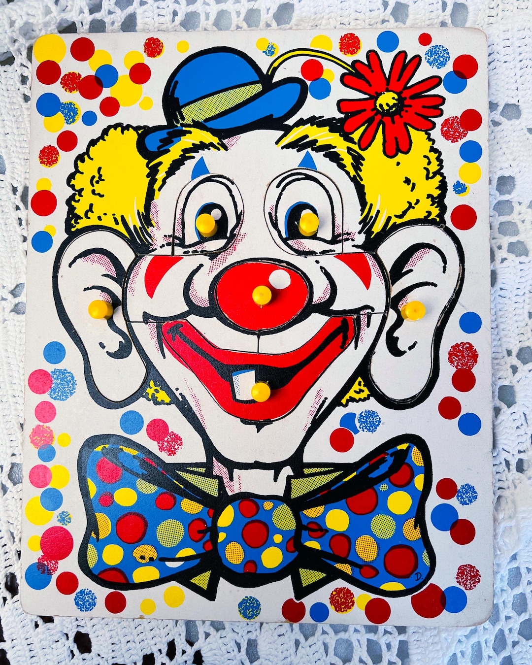 作品【clown】 Vintage GLA Wooden Clown Puzzle – General Learning Aids – 1960s