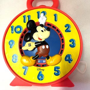 Vintage 1981 Mattel Disney Mickey Mouse Talking Clock, Pull-Cord Toy