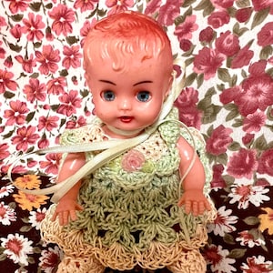 sweet heart doll vintage doll made in Hong Kong vintage toy older doll miniature Redbox  baby doll miniature baby doll new cloths included