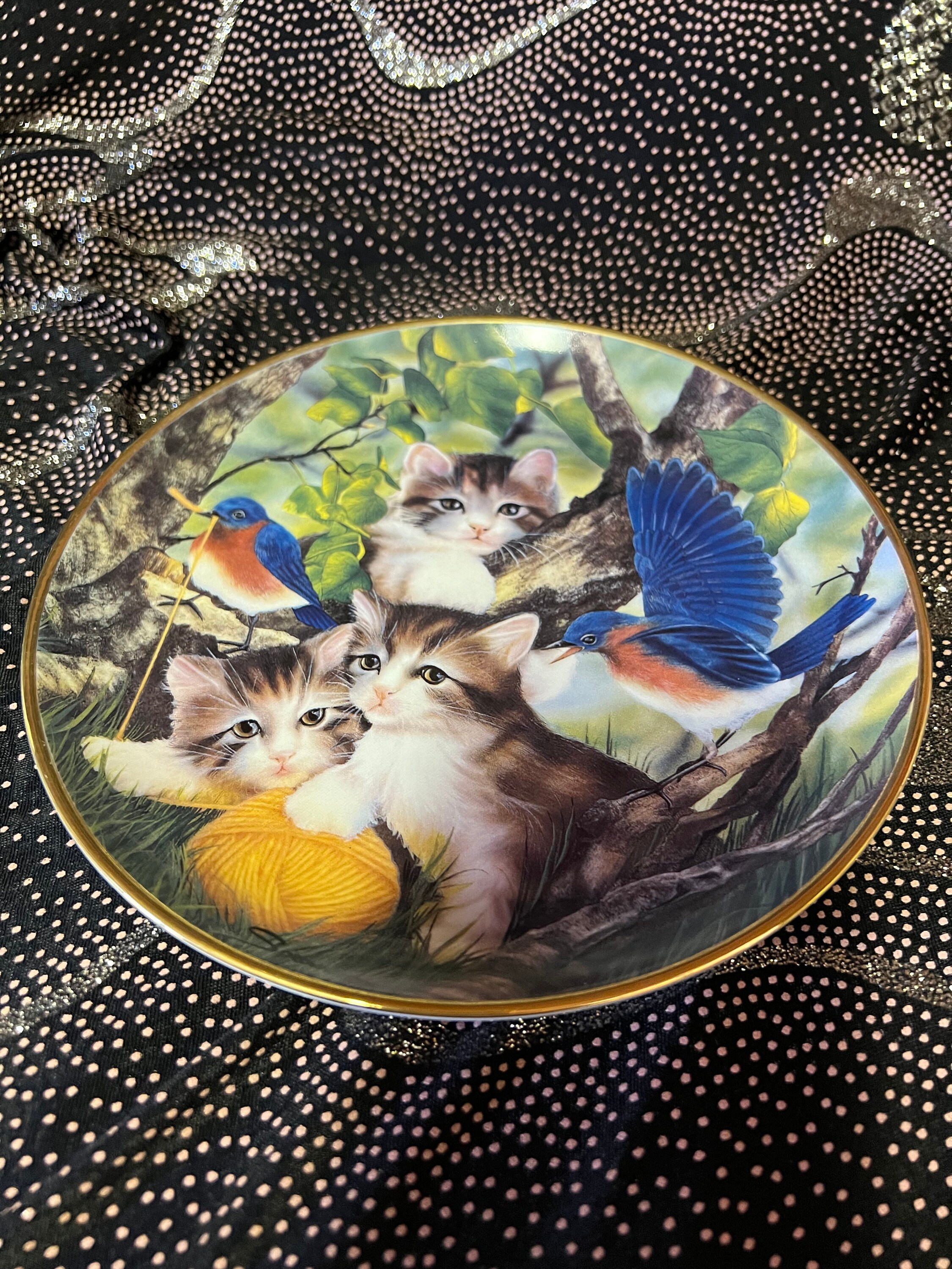Franklin Mint Heirloom Kittens Plate: Limited Edition Spinning