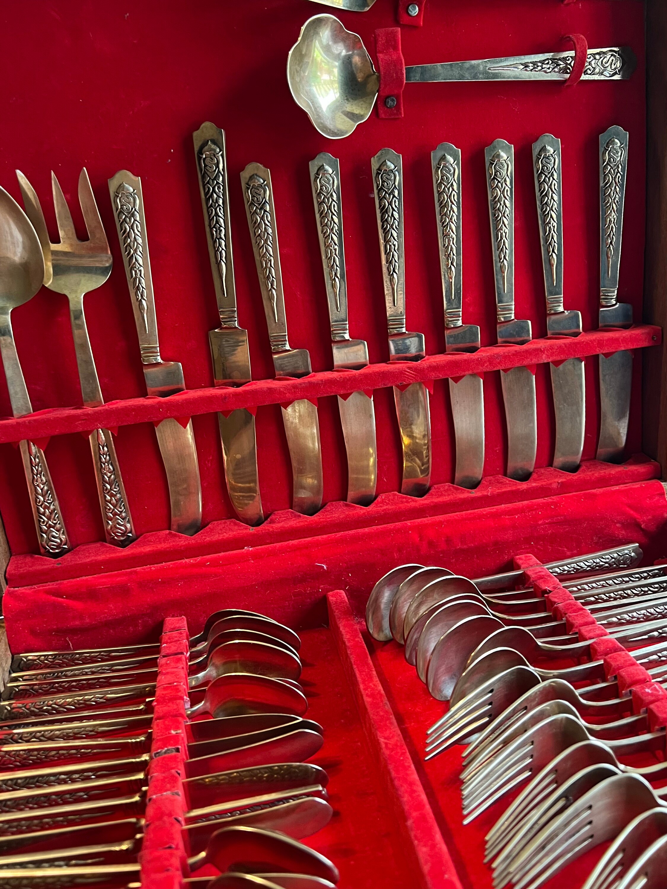 アンティークローズウッド食器ブラス製ミッドセンチュリーカトラリー