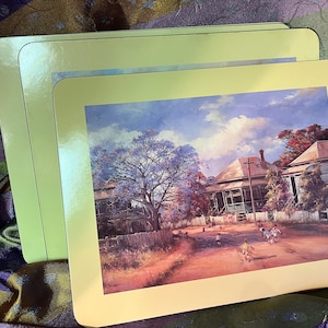 D Arcy Doyle Australian Artist set of 4 Placemats  cork backing D Arcy Doyle's popular and  recognised paintings by Australian Artist