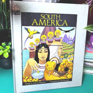 Livro infantil clássico da América do Sul, Contos Populares da Macmillan, capa dura.