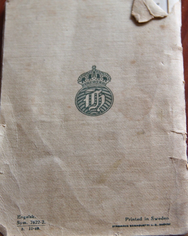 Husqvarna Printed in Sweeden 1949 vintage sewing book Handbook for Domestic Sewing Machine Class 12 CB-N
