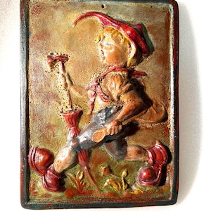 Vintage Pixie Fable Schild: Rot glasierte Kinderzimmer Dekoration