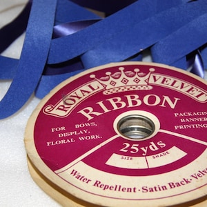 Vintage Royal Velvet Ribbon: Dark Blue Satin Back, 12 ft